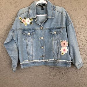 Forever 21 embroidered denim jacket